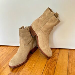 Jerome Dreyfuss Jane Western Cowboy Booties Ankle Boots Camel Tan Suede Size 6